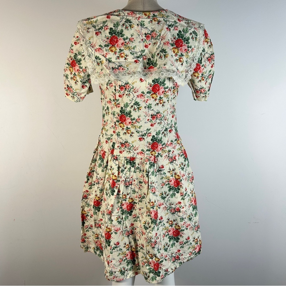 Vintage Jandabar Floral Elegance Midi Hand Made Cotton Autumn 🍂 Dress 4-6 - Picture 3 of 10